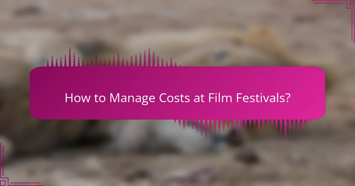 How to Manage Costs at Film Festivals?