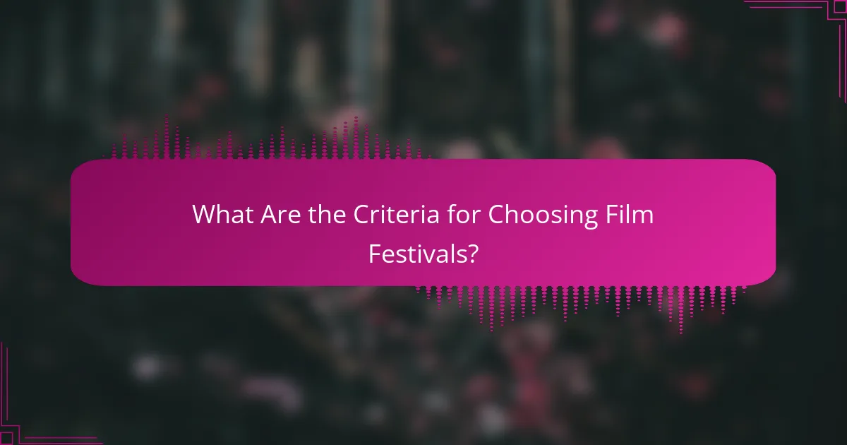 What Are the Criteria for Choosing Film Festivals?